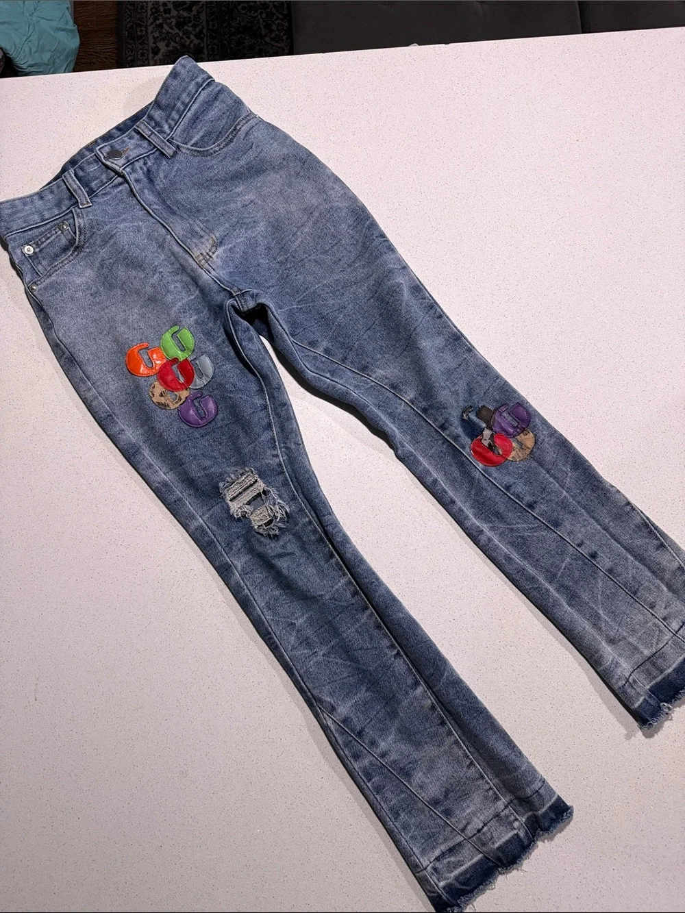 Gallery Dept Blue Kids Jeans with Colorful Patch Details